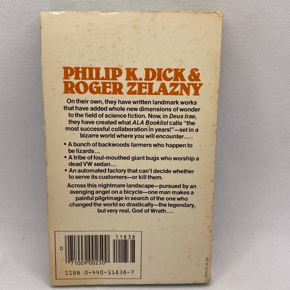 Deus Irae by Philip K. Dick & Roger Zelazny Vintage Science Fiction Dell 1980 - Picture 3 of 11